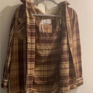 Empyre Hooded Brown and Tan Plaid Jacket